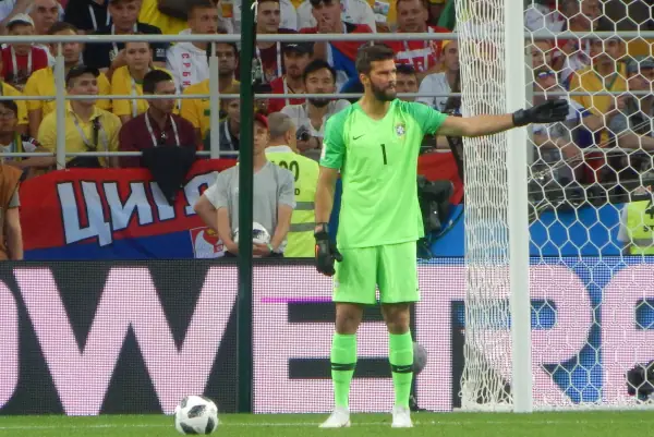 Alisson Becker in goals for Brazil, 2018.