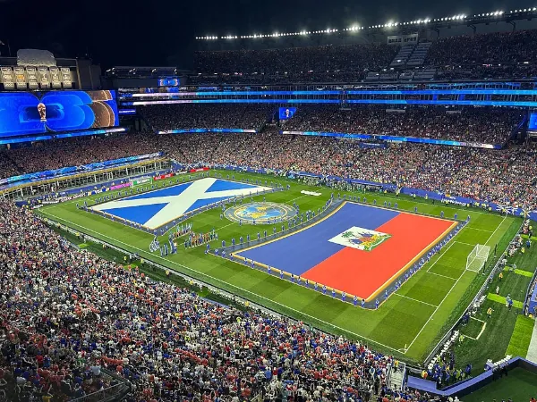 Haiti v Scotland in Boston. On pitch flags pre kick-off