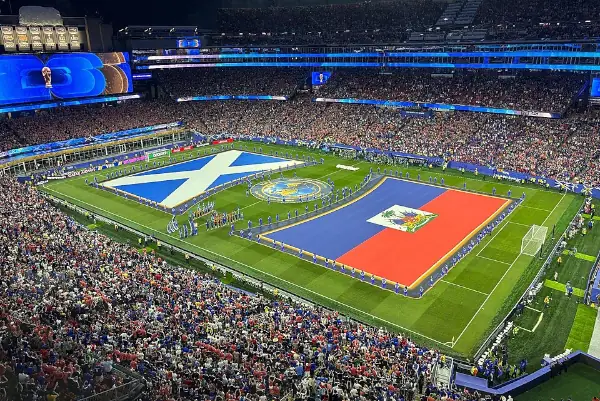 Haiti v Scotland in Boston. On pitch flags pre kick-off