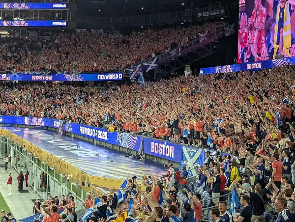 Tartan Army in the stands at Boston Stadium