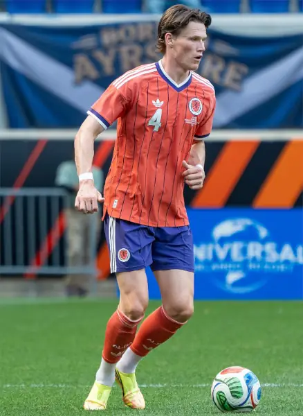 Scott McTominay Scotland v Bolivia. In possession of the ball.