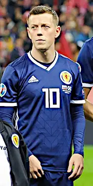 Callum McGregor, Scotland v Russia in Moscow 2019. Pre-kick-off line up.