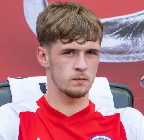 Tyler Fletcher Scotland v Bolivia. Sat in subs area.