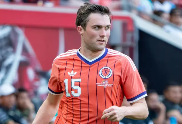 John Souttar Scotland v Bolivia. Mid game, waist up.