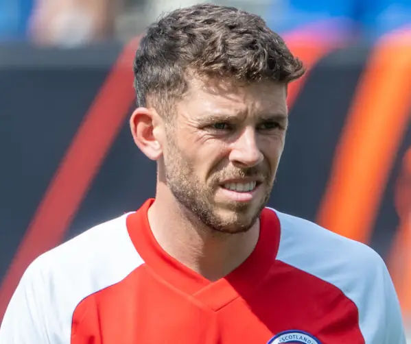 Ryan Christie Scotland v Bolivia. During limber up.