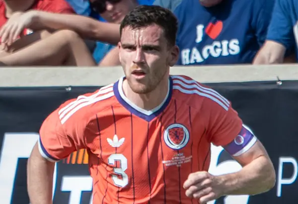 Andy Robertson Scotland v Bolivia in possession
